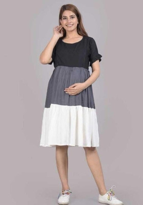 Bole Baba Enterprises Women A-line Black Knee Length Dress