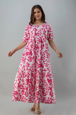 HouseOfCommon Women A-line Pink Ankle Length Dress