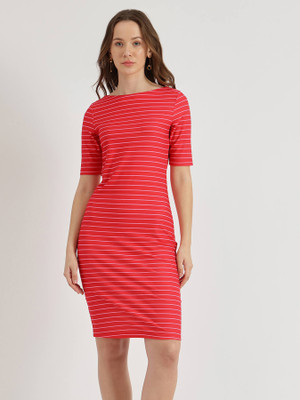 Fable Street Women Bodycon Red Above Knee/Mid Thigh Length Dress