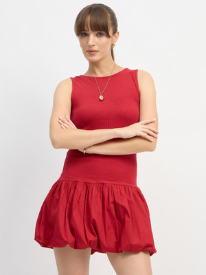 SASSAFRAS Women A-line Red Mini/Short Dress
