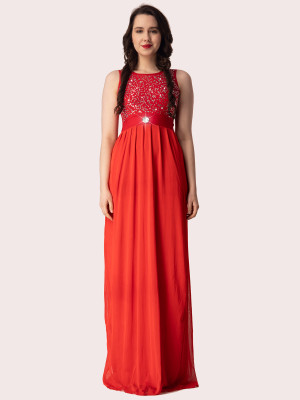 EastBay Women A-line Red Maxi/Full Length Dress