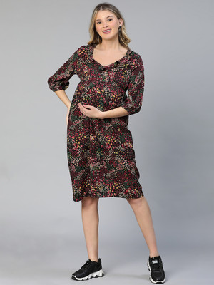 OXOLLOXO Women A-line Multicolor Above Knee/Mid Thigh Length Dress