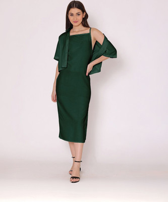 Dressberry Women A-line Green Midi/Calf Length Dress