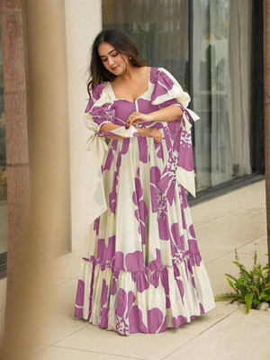 Fashion2wear Women Gown Purple Maxi/Full Length Dress