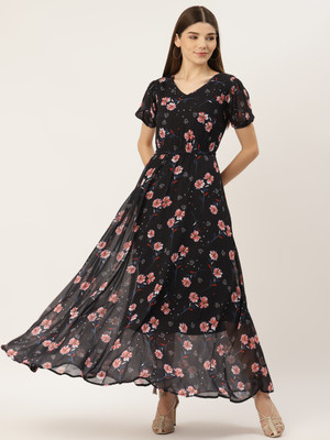 Deewa Women A-line Multicolor Maxi/Full Length Dress