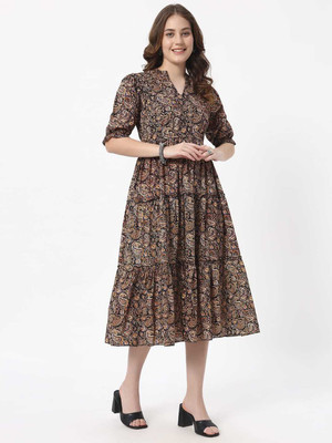 ANUOM Women Maxi Multicolor Midi/Calf Length Dress
