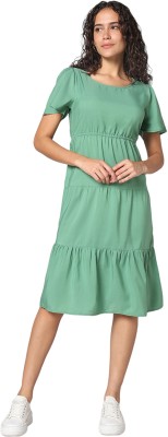 Pantaloons Women A-line Green Dress