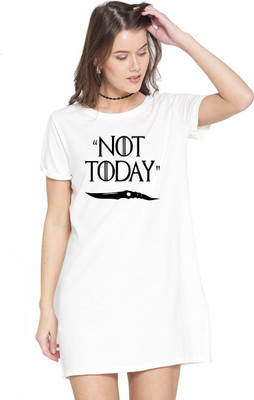 HouseOfCommon Women T Shirt White Above Knee/Mid Thigh Length Dress