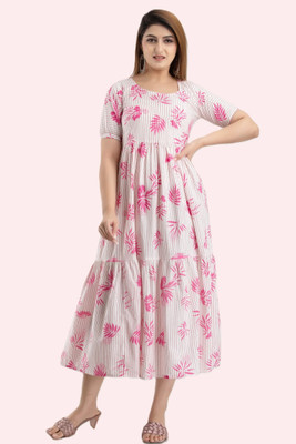 Twirl Tales Women A-line Pink Midi/Calf Length Dress