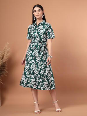 Style Quotient Women Shirt Green Midi/Calf Length Dress