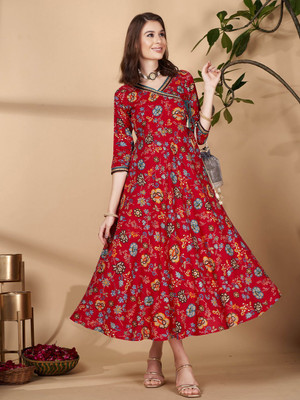 ANOUK Women Ethnic Dress Red Maxi/Full Length Dress