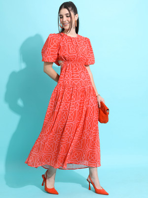 Tokyo Talkies Women Maxi Red, Pink Full Length Dress