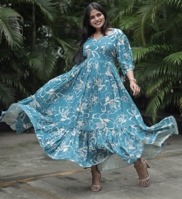 keshavi designer Anarkali Gown(Blue)