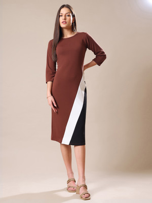MILOST Women Bodycon Black Midi/Calf Length Dress