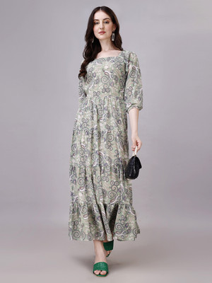 BEELEE TYPS Flared/A-line Gown(Green)