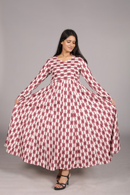 Belle Noor Women A-line Red Maxi/Full Length Dress