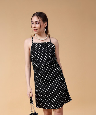 The Indian Garage Co. -Freehand Women Bodycon Black, White Above Knee/Mid Thigh Length Dress