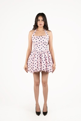 mehkhushh Women Balloon/Bubble Pink, Dark Blue Above Knee/Mid Thigh Length Dress