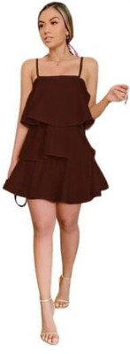 LONDON SNITCH Women Cinched Waist Maroon Above Knee/Mid Thigh Length Dress