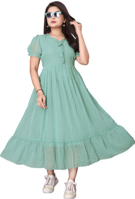 Quena Women A-line Pink Maxi/Full Length Dress