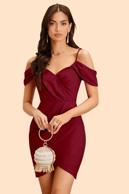 HEMANG FASHION Women Bodycon Maroon Dress