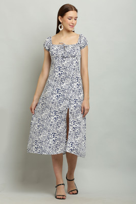 Shyammc Women A-line Dark Blue Midi/Calf Length Dress