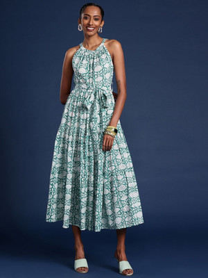 Taavi Women A-line Green Midi/Calf Length Dress