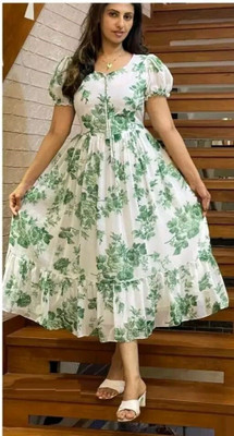 Nautiful Women Fit and Flare Green Midi/Calf Length Dress