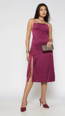 Lacely Women Bodycon Maroon Midi/Calf Length Dress
