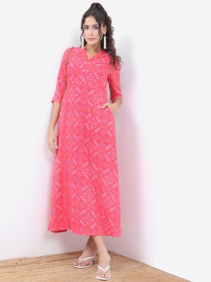 Vishudh Women Maxi Pink Dress