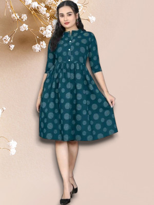 Icon Fashiongf Women Self Design A-line Kurta(Blue)