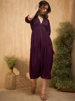 RARE Women Fit and Flare Purple Dress