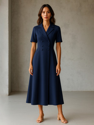 SASSAFRAS worklyf Women Shirt Blue Midi/Calf Length Dress