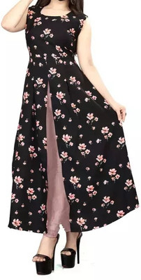 Modli 20 Fashion Women A-line Black Maxi/Full Length Dress