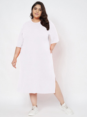 BRINNS Women A-line White Below Knee Dress