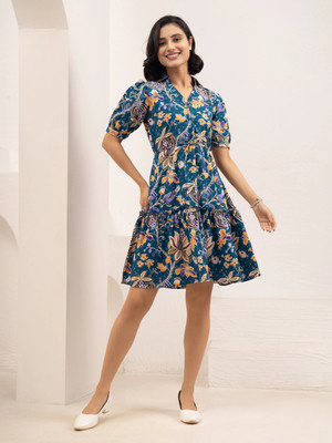 AASK Women Fit and Flare Multicolor Above Knee/Mid Thigh Length Dress