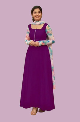 Panth Creation Women Fit and Flare Multicolor Maxi/Full Length Dress