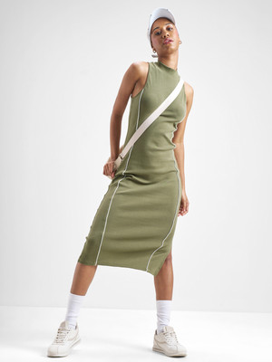 Tokyo Talkies Women Bodycon Green Midi/Calf Length Dress