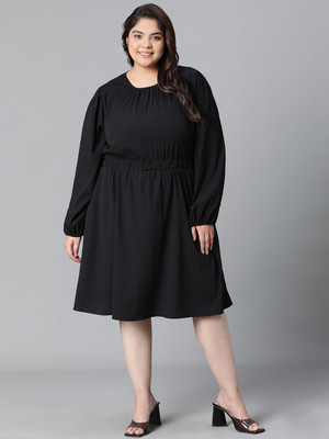 OXOLLOXO Women A-line Black Knee Length Dress