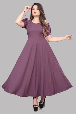 HouseOfCommon Women Maxi Purple Full Length Dress