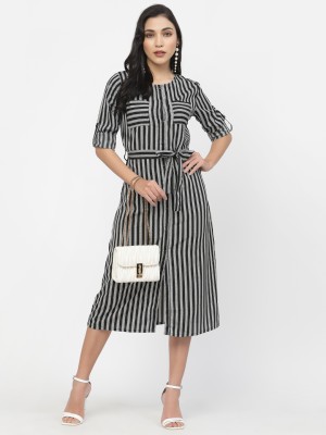 Delis Women A-line Black, White Dress