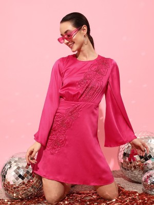 STREET9 Women Pleated Pink Dress