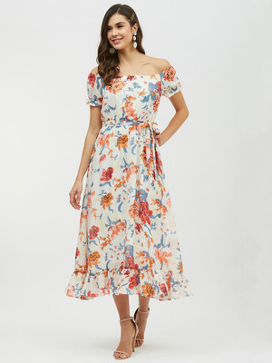 HARPA Women A-line Multicolor Midi/Calf Length Dress