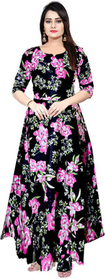 SS Creation Women Fit and Flare Multicolor Maxi/Full Length Dress