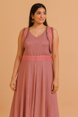shree radha Women Ethnic Dress Pink Ankle Length Dress