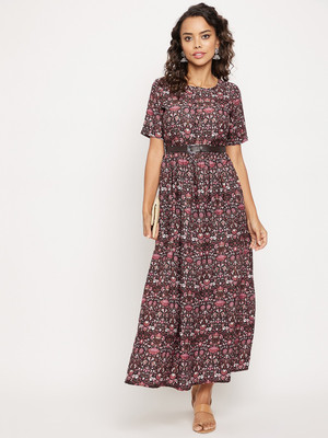 Uptownie Lite Women Skater Pink Midi/Calf Length Dress
