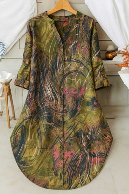 shitdhey Women Shirt Multicolor Knee Length Dress