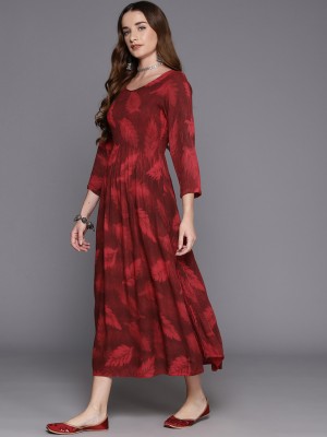 Indo Era Women Ethnic Dress Red, Maroon Dress