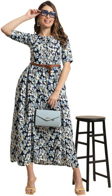 METRONAUT Women A-line Multicolor Maxi/Full Length Dress