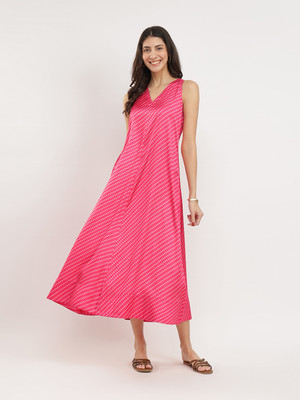 Pink Fort Women A-line Pink Midi/Calf Length Dress